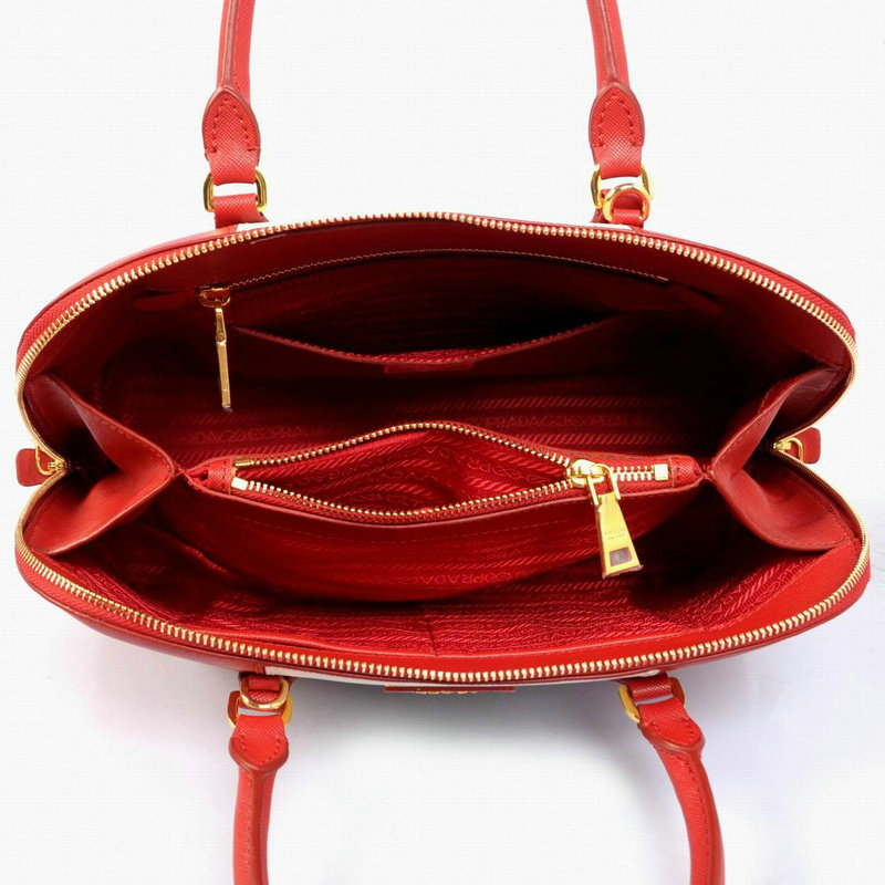 2014 Prada Saffiano Calf Leather Two Handle Bag BL0837 red&white